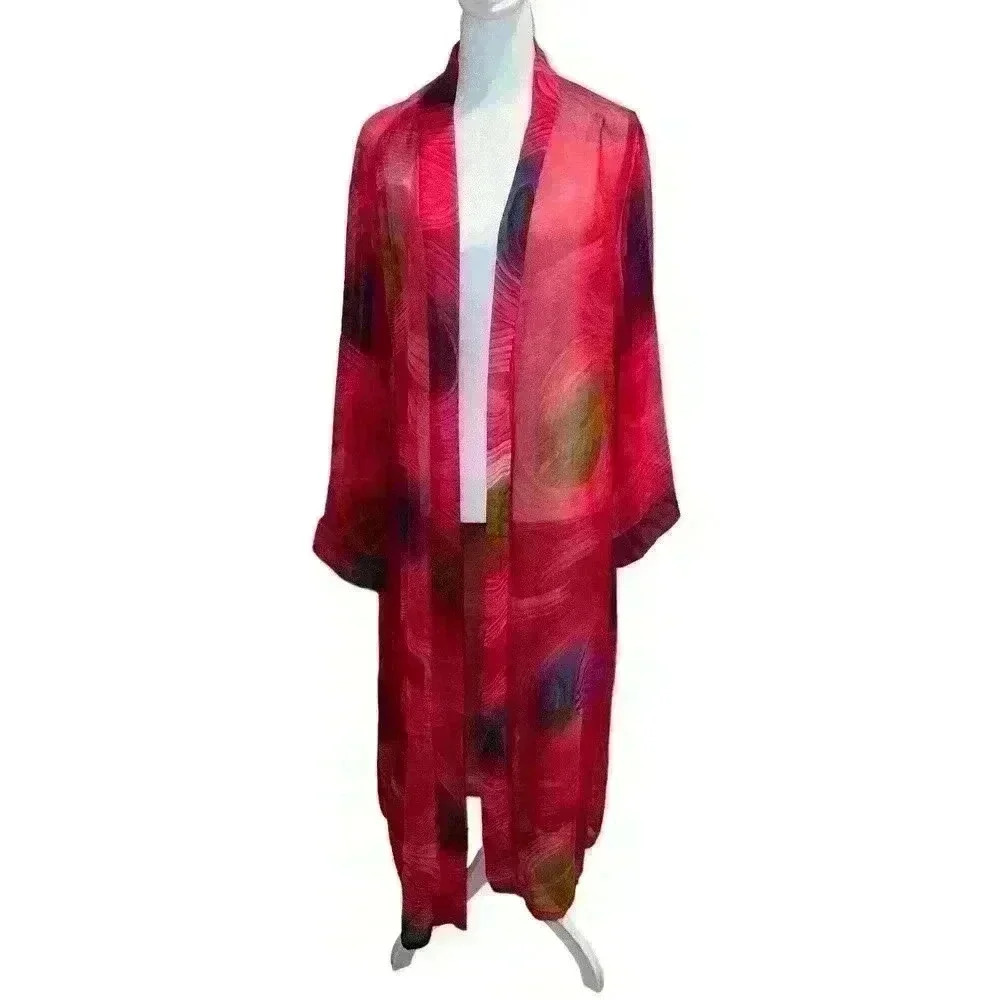 Carole Liz MilPlus 1X Sheer Kimono Multicolor